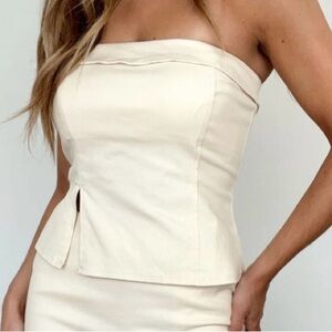 Lane 201 Beige Designed for Success Strapless Top